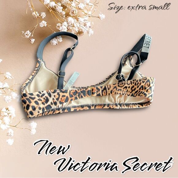 NWOt Victoria's Secret Animal Print Rhinestone padded Bikini Top - XS - Picture 2 of 6